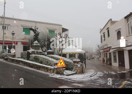 Neve ad Anacapri sull'isola di Capri - Schnee auf der Insel Capri, Italien Stockfoto