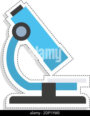 Isoliertes Mikroskop Werkzeug zurück zur Schule Aufkleber- Vektor Stock Vektor