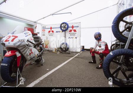 Sebastian Porto (ARG), Aprilia 250, großer Preis für britische Motorräder, Donington 1998 Stockfoto