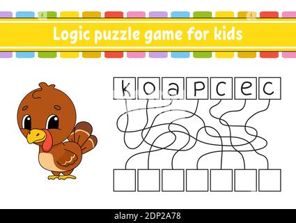 Logik Puzzle Spiel. Lernen Worte für Kinder. Finden Sie die versteckten Namen. Bildung Entwicklung Arbeitsblatt. Aktivität Seite für Studium Englisch. Spiel für Kinder. Stock Vektor