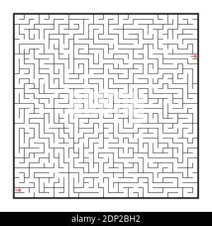 Schwieriges großes quadratisches Labyrinth. Spiel für Kinder und Erwachsene. Puzzle für Kinder. Labyrinth-Rätsel. Flache Vektorgrafiken isoliert auf weißem Hintergrund Stock Vektor