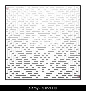 Schwieriges großes quadratisches Labyrinth. Spiel für Kinder und Erwachsene. Puzzle für Kinder. Labyrinth-Rätsel. Flache Vektorgrafiken isoliert auf weißem Hintergrund Stock Vektor