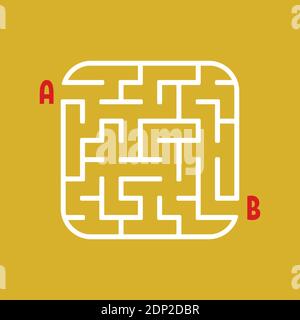 Weißes quadratisches Labyrinth. Arbeitsblätter für Kinder. Aktivitätsseite. Spielpuzzle für Kinder. Suchen Sie den Pfad von a nach B. Labyrinth Conundrum. Vektorgrafiken Stock Vektor