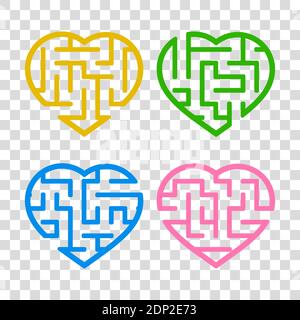 Eine Reihe von Labyrinthe. Spiel für Kinder. Puzzle für Kinder. Labyrinth-Rätsel. Vektorgrafiken Stock Vektor