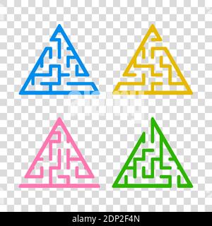 Eine Reihe von Labyrinthe. Spiel für Kinder. Puzzle für Kinder. Labyrinth-Rätsel. Vektorgrafiken Stock Vektor