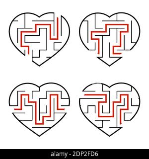 Eine Reihe von Labyrinthe. Spiel für Kinder. Puzzle für Kinder. Labyrinth-Rätsel. Vektorgrafiken Stock Vektor