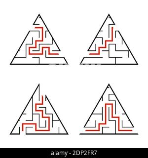 Eine Reihe von Labyrinthe. Spiel für Kinder. Puzzle für Kinder. Labyrinth-Rätsel. Vektorgrafiken Stock Vektor