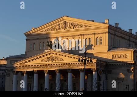 Fassade des Bolschoi-Theaters in Moskau Stockfoto