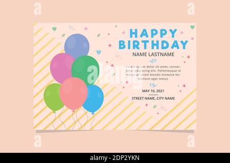 Elegantes Happy Birthday Banner. Geburtstag Einladung Banner flache Design. Stock Vektor