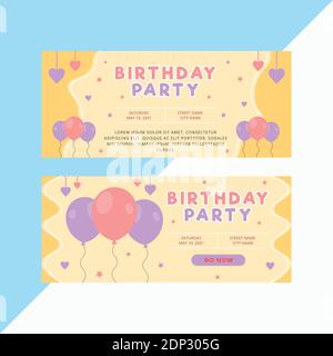 Moderne Geburtstagsfeier Banner. Geburtstagsfeier Einladung Banner Sammlung. Stock Vektor
