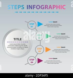 Moderne Kreis Infografik mit 4 Schritten. Infografik-Vorlage für Kreisdiagramme mit 4 Optionen. Stock Vektor