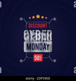 Cyber monday Sale Banner mit Sonderrabatt. Cyber monday bis zu 50 % Rabatt. Stock Vektor