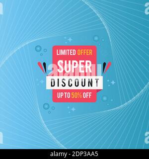 Super-Rabatt-Banner. Bis zu 50% Rabatt Banner zum Verkauf mit super Rabatt Zeichen. Stock Vektor
