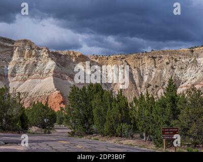 Cliffs and angry sky, view point near Basin Campground, Kodachrome Basin State Park, Cannonville, Utah. Stock Photo