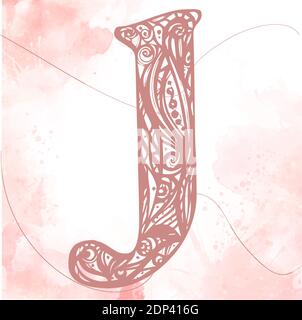 Floral initial capital letter J Stock Vector