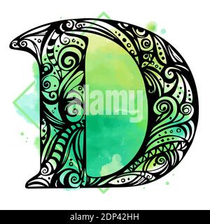 Elegant capital letter D in the style of the Baroque. To use monograms, logos, emblems and initials. Stock Vector