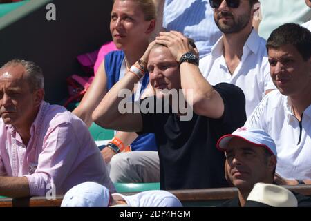 Bastian Schweinsteiger beim Finale 1/2 der French Tennis Open 2015 im Stadion Roland-Garros, Paris, Frankreich, am 4. Juni 2015, beobachtet Ana Ivanovic, die Verliererin der Serbin Ana Ivanovic. Foto von Henri Szwarc/ABACAPRESS.COMd Stockfoto