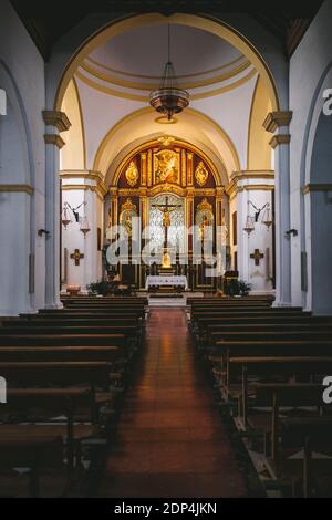 Innenraum der Kirche des Heiligen Antonius von Padua, Frigiliana, Spanien Stockfoto