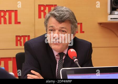 Exclusive - No Web - No Tabloids - Jean-Louis Borloo is interviewed on RTL radio in Paris, France on June 18, 2015. Photo by Frederic Bukajlo/ABACAPRESS.COM Stock Photo