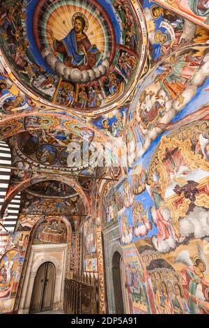 Rila Kloster, Kloster des Heiligen Ivan von Rila, Kloster mit Wandmalereien der Hauptkirche, Kyustendil Provinz, Bulgarien, Südosteuropa, Europa Stockfoto