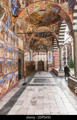 Rila Kloster, Kloster des Heiligen Ivan von Rila, Kloster mit Wandmalereien der Hauptkirche, Kyustendil Provinz, Bulgarien, Südosteuropa, Europa Stockfoto