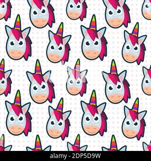 Niedliche Einhorn Kopf nahtlose Muster Vektor Illustration Stock Vektor