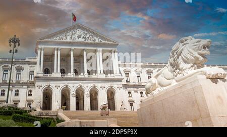 Parlamentsgebäude, Versammlung der Republik, Lissabon. Stockfoto