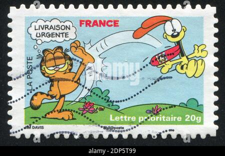 FRANKREICH - UM 2008: Briefmarke gedruckt von Frankreich, zeigt Garfield, um 2008 Stockfoto