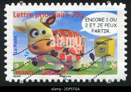 FRANKREICH - UM 2007: Briefmarke gedruckt von Frankreich, zeigt Kuh, um 2007 Stockfoto