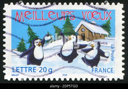 FRANKREICH - UM 2005: Briefmarke gedruckt von Frankreich, zeigt Pinguine, um 2005 Stockfoto