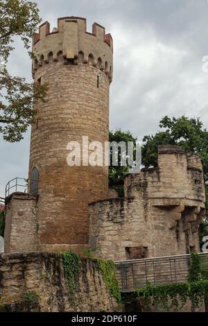 Blick auf den Pulverturm, ein Teil der Stadt Jenaer Mauer Stockfoto