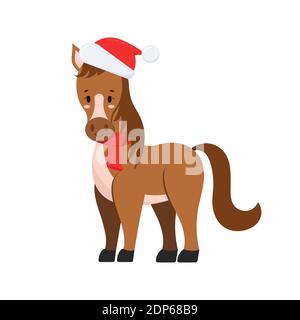 Weihnachten santa Pferd Vektor-Symbol auf weißem Hintergrund isoliert. Stock Vektor
