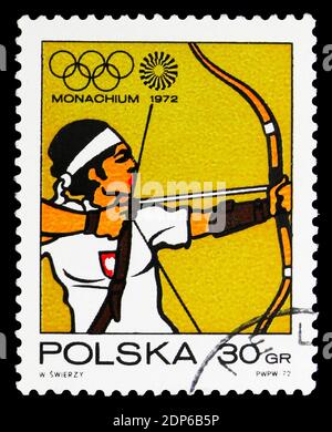 MOSKAU, RUSSLAND - 15. SEPTEMBER 2018: Eine in Polen gedruckte Briefmarke zeigt Serie, um 1972 Stockfoto