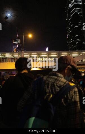 HONGKONG - PROTEST - KUNDGEBUNG FÜR DIE MENSCHENRECHTSORGANISATION à Hongkong pour la journée mondiale des Droits de l'Homme. Rallye in Hongkong für Wor Stockfoto