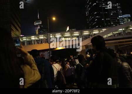 HONGKONG - PROTEST - KUNDGEBUNG FÜR DIE MENSCHENRECHTSORGANISATION à Hongkong pour la journée mondiale des Droits de l'Homme. Rallye in Hongkong für Wor Stockfoto
