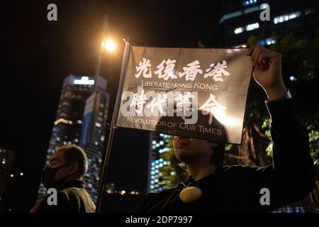 HONGKONG - PROTEST - KUNDGEBUNG FÜR DIE MENSCHENRECHTSORGANISATION à Hongkong pour la journée mondiale des Droits de l'Homme. Rallye in Hongkong für Wor Stockfoto