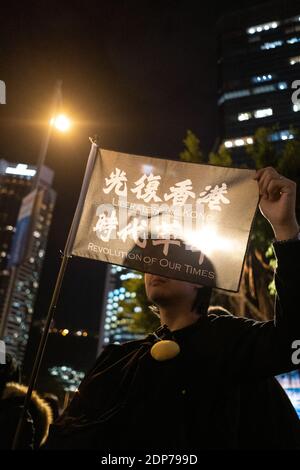 HONGKONG - PROTEST - KUNDGEBUNG FÜR DIE MENSCHENRECHTSORGANISATION à Hongkong pour la journée mondiale des Droits de l'Homme. Rallye in Hongkong für Wor Stockfoto