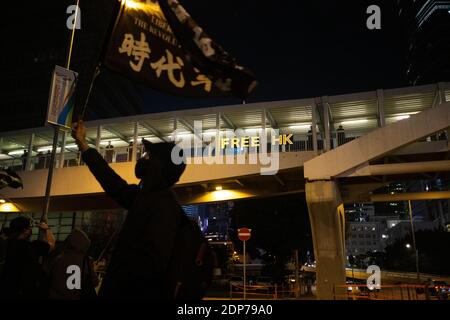 HONGKONG - PROTEST - KUNDGEBUNG FÜR DIE MENSCHENRECHTSORGANISATION à Hongkong pour la journée mondiale des Droits de l'Homme. Rallye in Hongkong für Wor Stockfoto