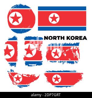 Nationalflagge von Nordkorea. Vektorgrafik, Stock Vektor