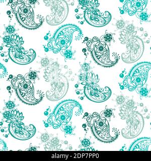 Schöne abstrakte Ornament nahtlose Muster mit verschiedenen Elementen in gemacht vektor in blauen Farben auf weißem Hintergrund Stock Vektor