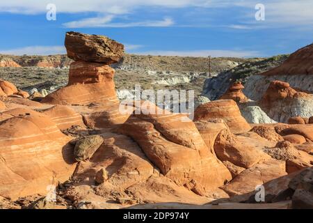 Der Toadstools Trail auf dem Paria Rimrocks im Süden Utahs. Stockfoto