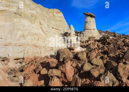 Der Toadstools Trail auf dem Paria Rimrocks im Süden Utahs. Stockfoto