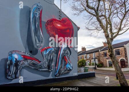 Wandgemälde, die Teil der New Brighton Street Art, New Brighton, Wirral, Merseyside sind Stockfoto