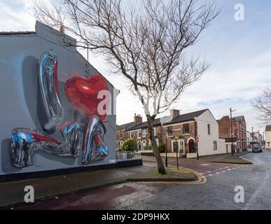 Wandgemälde, die Teil der New Brighton Street Art, New Brighton, Wirral, Merseyside sind Stockfoto