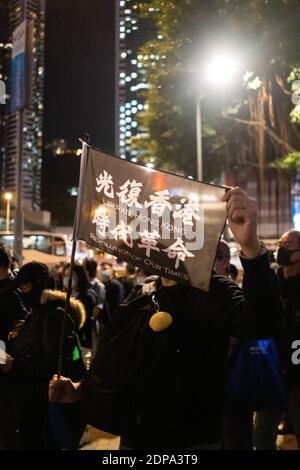 HONGKONG - PROTEST - KUNDGEBUNG FÜR DIE MENSCHENRECHTSORGANISATION à Hongkong pour la journée mondiale des Droits de l'Homme. Rallye in Hongkong für Wor Stockfoto