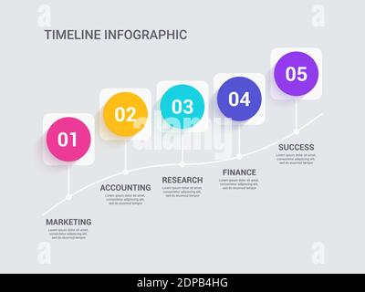 Moderne abstrakte 3D-Infografik-Vorlage mit Schritten zum Erfolg. Geschäftskreis Vorlage mit Optionen für Broschüre, Diagramm, Workflow, Zeitleiste, Web d Stock Vektor