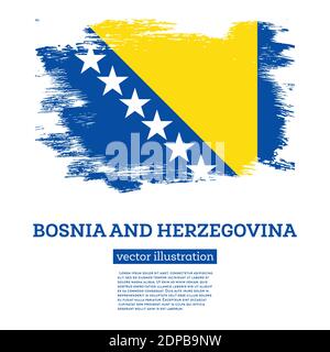 Bosnien und Herzegowina Flagge mit Pinselstrichen. Vektorgrafik. Unabhängigkeitstag. Stock Vektor