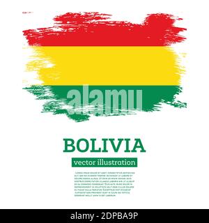 Bolivien Flagge mit Pinselstrichen. Vektorgrafik. Unabhängigkeitstag. Stock Vektor