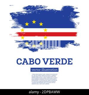 Cabo Verde Flagge mit Pinselstrichen. Vektorgrafik. Unabhängigkeitstag. Stock Vektor