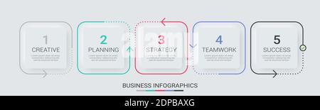 Abstrakte 3D Infografik dünne Linie Infografik Vorlage mit 5 Schritten. Moderne Geschäftskonzept-Infografiken mit Optionen für Broschüre, Diagramm, Workflow Stock Vektor